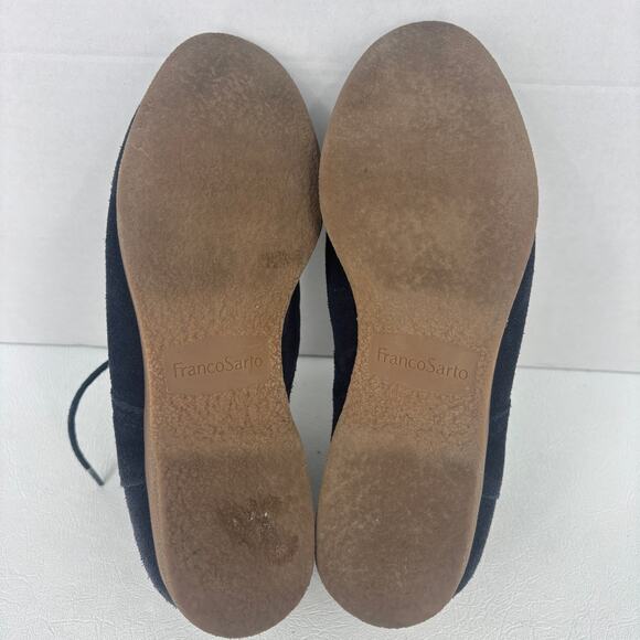 Franco Sarto Boots Size 6.5 Blue Suede Percy Chukka Ankle Bootie Leather Lace Up - Picture 7 of 8